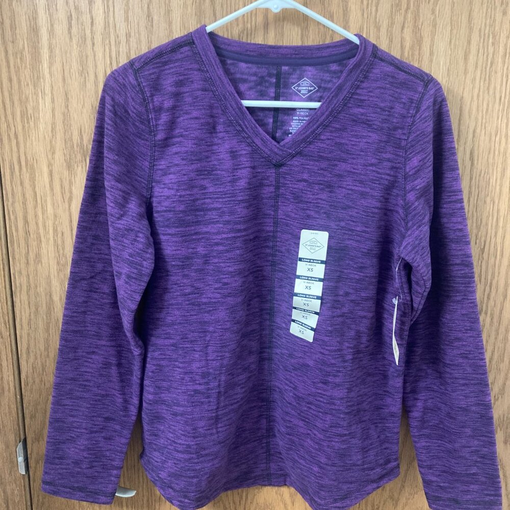 Brand New St. John's Bay Long Sleeve V Neck Purple Fleece - XS